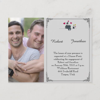 Invitation Jolis deux mariés dessin animé mariage gay fiançai