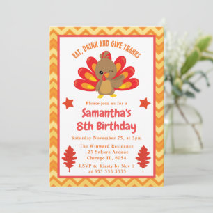 Invitation Jolis Enfants Automne Action de Grâce Dinde Annive