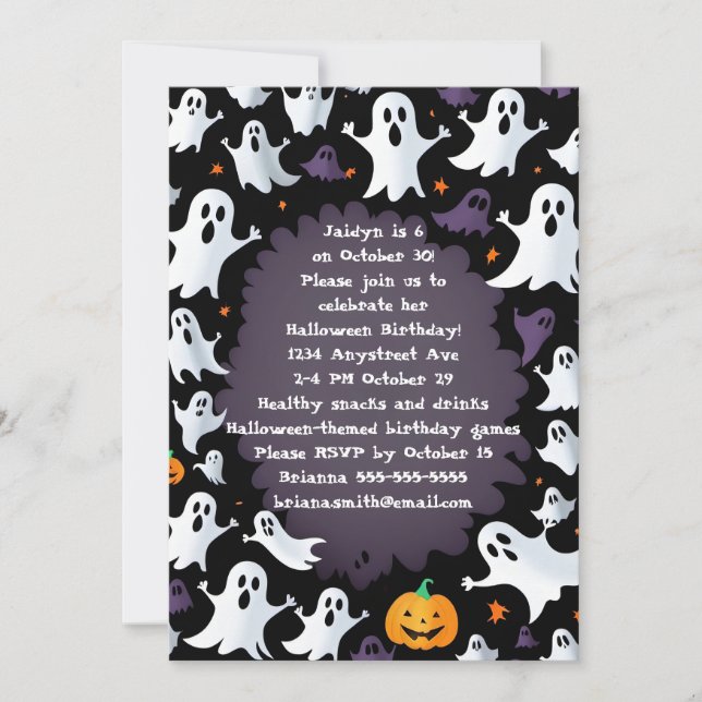 Invitation Jolis Fantômes Anniversaire Halloween (Devant)