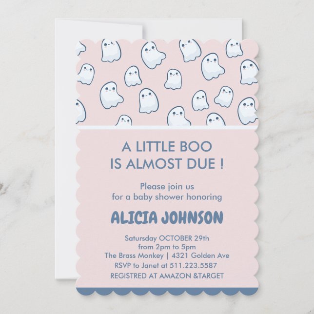 Invitation Jolis fantômes roses Halloween (Devant)