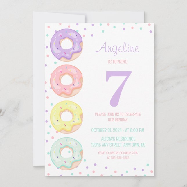 Invitation Jolis gâteaux saupoudrés colorés pour l'anniversai (Devant)