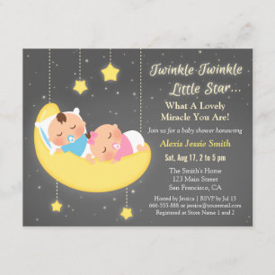 Invitation Jolis Jumeaux Brille Brille Petite Étoile Fête de 