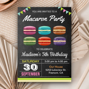 Invitation Jolis Macarons Sucrés Fête d'Anniversaire