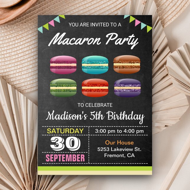 Invitation Jolis Macarons Sucrés Fête d'Anniversaire (Créateur téléchargé)