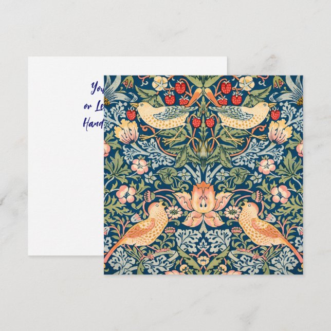 Invitation Jolis oiseaux, voleur de fraises Art vintage (Devant / Derrière)