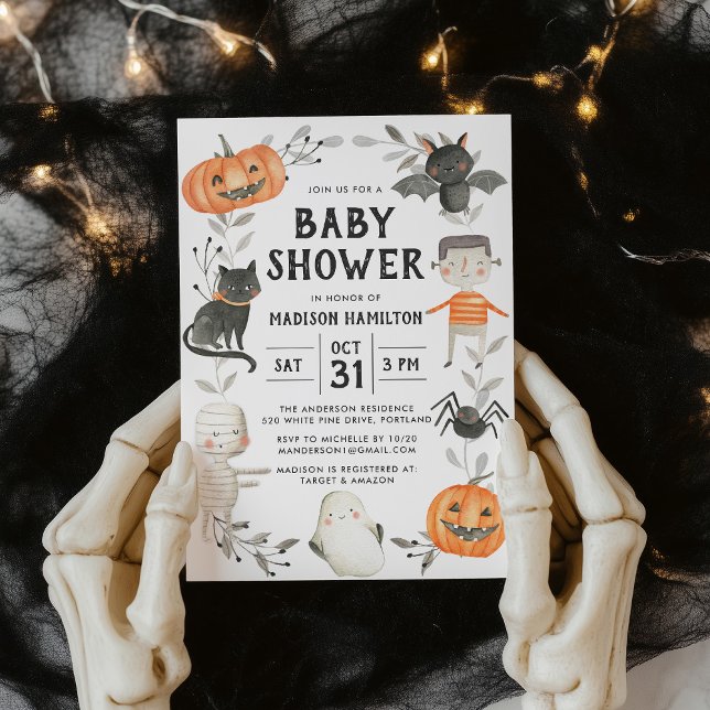 Invitation Jolis Petits Monstres Baby Shower Halloween (Créateur téléchargé)