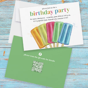 Invitation Jolis Popsicles d'anniversaire colorés modernes Co