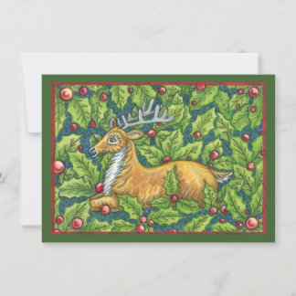 Invitation Jolis rennes de Noël dans la forêt avec du houx