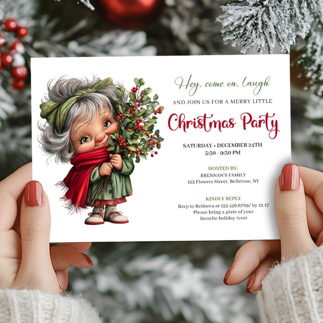 Invitation Jolly Cartoon Granny Holiday Party Celebration (Jolly Cartoon Granny Holiday Party Celebration)