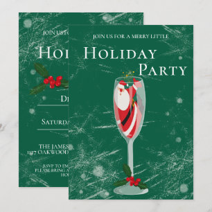 Invitation Jolly Christmas Cheers Père Noël champagne Holiday