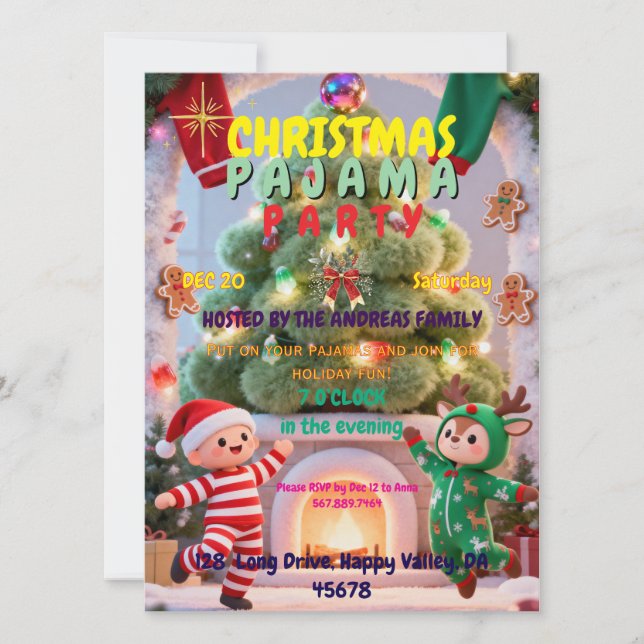 Invitation Jolly Jammies Christmas Party | Family Fun (Devant)