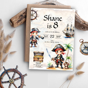 Invitation Jolly Pirates 8e fête d'anniversaire