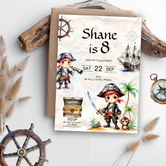 Invitation Jolly Pirates 8e fête d'anniversaire