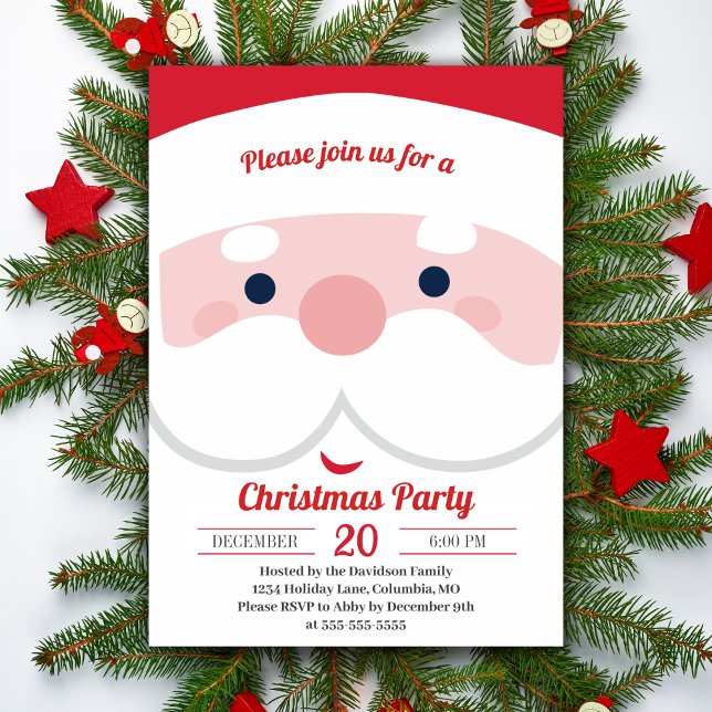 Invitation Jolly Retro Père Noël fête de Noël (Jolly Retro Santa Festive Christmas Party Invitation)
