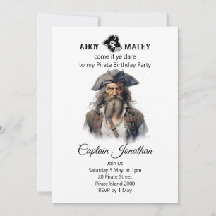 Invitation Jolly roger Pirate Anniversaire