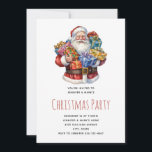 Invitation Jolly Santa Claus Classic Christmas Party<br><div class="desc">Une invitation à la fête de Noël avec une jolie image de Noël. Un Père Noël traditionnel dans sa tenue rouge classique. Ses bras pleins de cadeaux. Prêt à apporter des cadeaux à tous.</div>