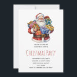 Invitation Jolly Santa Claus Classic Christmas Party<br><div class="desc">Une invitation à la fête de Noël avec une jolie image de Noël. Un Père Noël traditionnel dans sa tenue rouge classique. Ses bras pleins de cadeaux. Prêt à apporter des cadeaux à tous.</div>