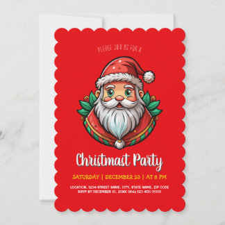 Invitation Jolly Santa Wreath Christmas Party