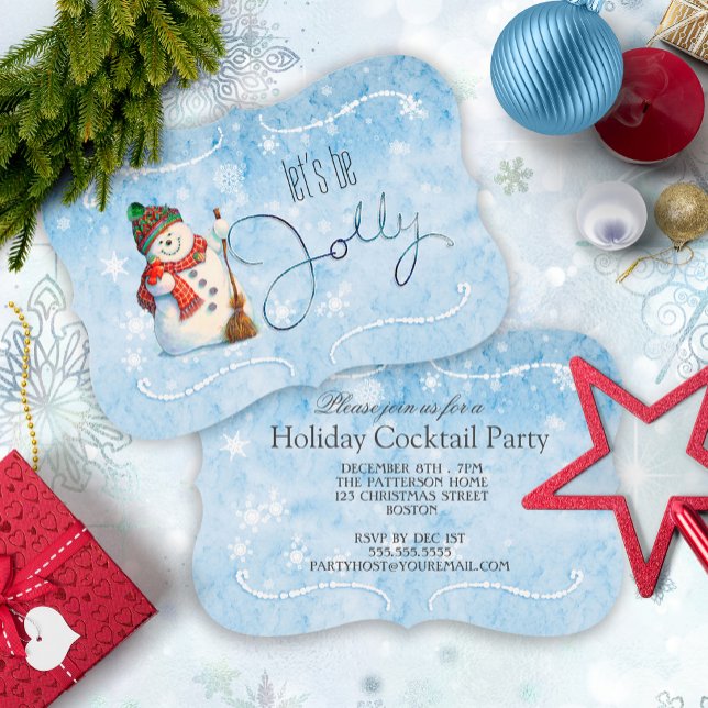 Invitation Jolly Snowman Holiday Party ID841 (Front/Back In Situ)