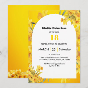 Invitation Jonquille Fleur de Naissance de Mars Anniversaire 