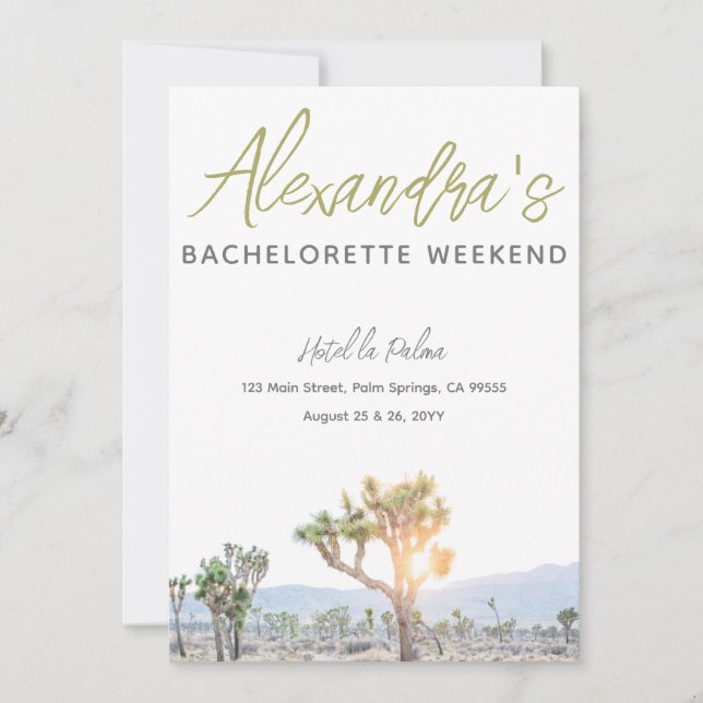 Invitation Joshua Tree Weekend Itinéraire Bachelorette Party (Devant)