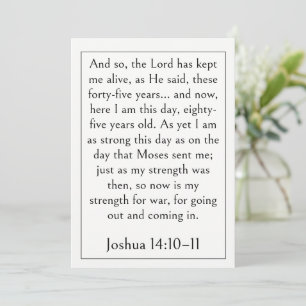 Invitation Josué 14:10-11 Verset biblique, Écriture pour pers