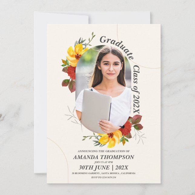 Invitation Jote 2025 Grad Elegant Photo Graduation Party (Devant)