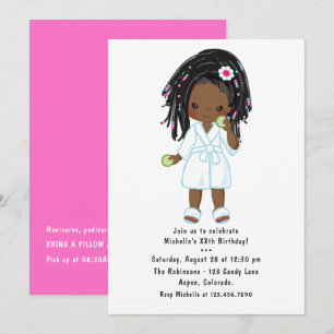 Invitation Jote Black Girl Spa Sleepover fête d'anniversaire