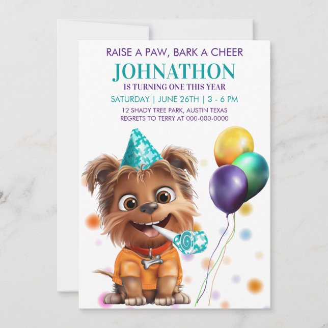 Invitation Jote Chien Chien Chien Chien Anniversaire Invitati (Devant)