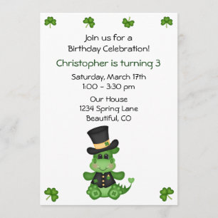 Invitation Jote Dragon St Patrick's Day Anniversaire Invitati