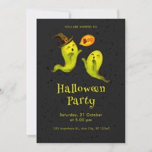 Invitation Jote Fantôme Illustrateur Boo Black Halloween Part