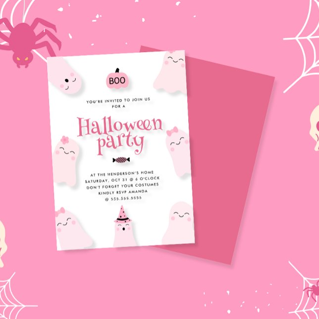 Invitation Jote Fantôme rose BOO Halloween Party (Créateur téléchargé)