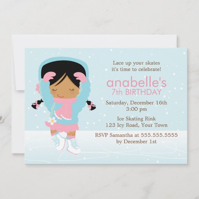 Invitation Jote Figure Skater Girls Anniversaire (Devant)