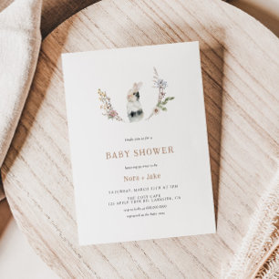 Invitation Jote Fleur sauvage Bunny Tan Baby shower Invitatio