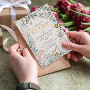 Invitation Jote Forest Animals QR Girl Baby shower