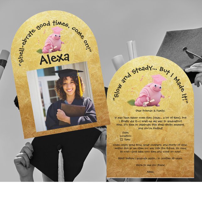 Invitation Jote Funny Snail Photo Party Graduation (Créateur téléchargé)