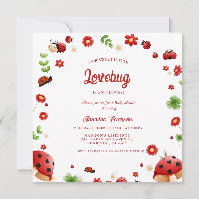 Invitation Jote Garden petit baby shower de coccinelle Invita (Devant)