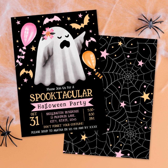 Invitation Jote Ghost Spooktacular Kids Halloween Party (Cute Ghost Spooktacular Kids Halloween Party Invitation)