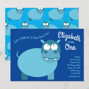 Invitation Jote Hippo Enfants 1er anniversaire fêtes Invitati
