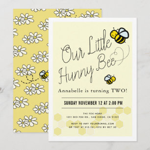 Invitation Jote Hunny Bee Jaune Parti Anniversaire de enfant