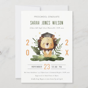 Invitation Jote Kids Lion Foliage Primaire Partie de graduati