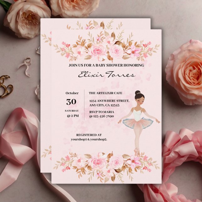 Invitation Jote Modern Little Ballerina Baby shower photo (Créateur téléchargé)