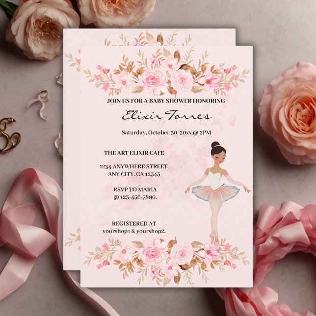 Invitation Jote Modern Little Ballerina Baby shower photo (Créateur téléchargé)