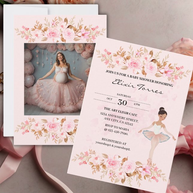 Invitation Jote Modern Little Ballerina Baby shower photo (Créateur téléchargé)