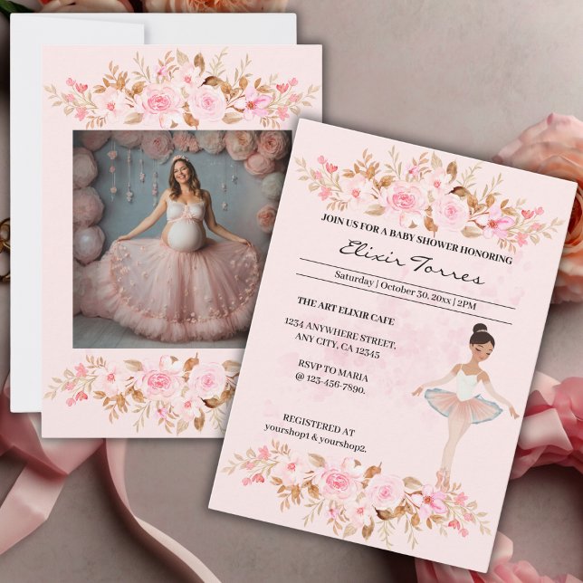 Invitation Jote Modern Little Ballerina Baby shower photo (Créateur téléchargé)
