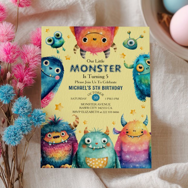 Invitation Jote Monsters Parti Anniversaire de enfant neutre  (Créateur téléchargé)