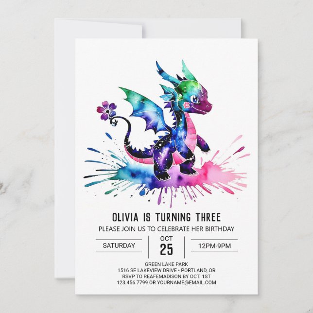 Invitation Jote Online Dragon Digital Girl Anniversaire (Devant)