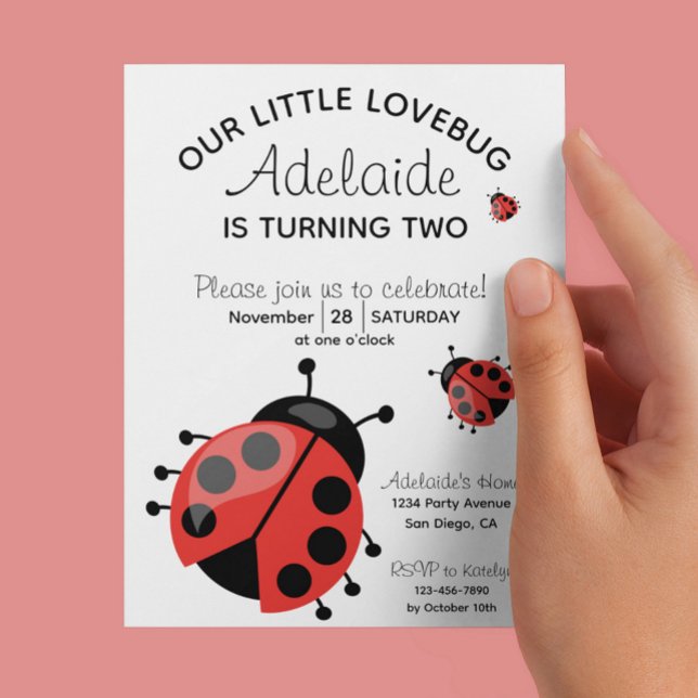 Invitation Jote Red Ladybug Little Lovebug 2e fête d'annivers (Créateur téléchargé)