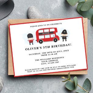 Invitation Jote Red London Bus Anniversaire de enfant Party