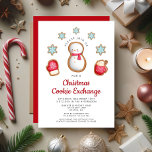 Invitation Jote Red Snowman Christmas Échange de biscuits<br><div class="desc">Invitation personnalisée Red Snowman Noël Cookie Exchange.</div>